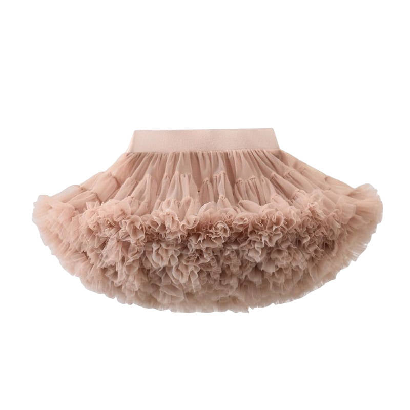 Toddler Girls Layered Tutu Skirt Solid Color Mesh Princess Ballet Dance Dress-NaiCha