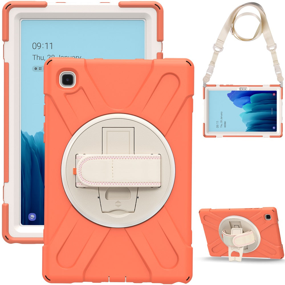 Morandi Tablet Case For Lenovo Tab M10 FHD Plus TB-X606F X606X 2020 10.3 Smart Cover With Kickstand+Strap-Coral Orange