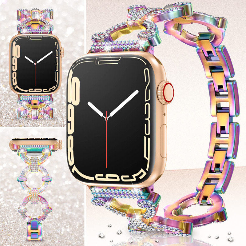 Bling Strap Full Diamonds Metal Jewelry Band for Apple Watch-Colorful