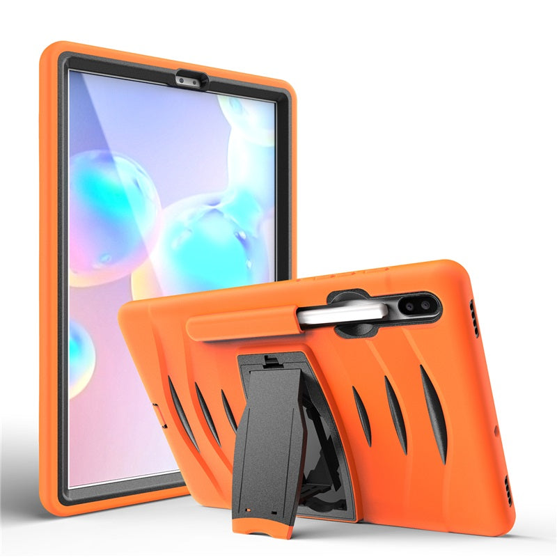Shock Wave Kickstand Case Anti-Fall Protection With Pencil Holder For Samsung Tab S6 10.5inch T860/T865/T867(2019)-Orange