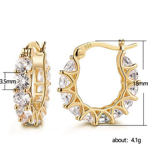 Zircon Lacework Small Hoop Earrings for Women Girls-Gold