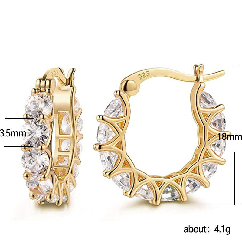 Zircon Lacework Small Hoop Earrings for Women Girls-Gold