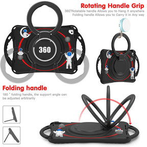 iPad Case Shockproof Case With Handle Stand Shoulder Strap for iPad 9.7 2018/2017/Pro9.7/Air2/Air-Black