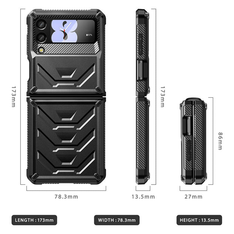 6.7inch Armored Full-Body Rugged Protection Case for Samsung Galaxy Z Flip 3-Black