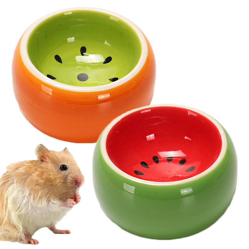 2 Pcs Hamster Ceramic Food Bowl Water Feeding Dish-B