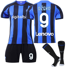 DZEKO #9 Milano F.C Home Jersey 2022/23 Soccer Jersey Kit Football T-shirt Set For Adult Kids