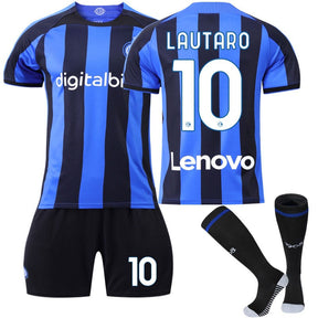 LAUTARO #10 Milano F.C Home Jersey 2022/23 Soccer Jersey Kit Football T-shirt Set For Adult Kids