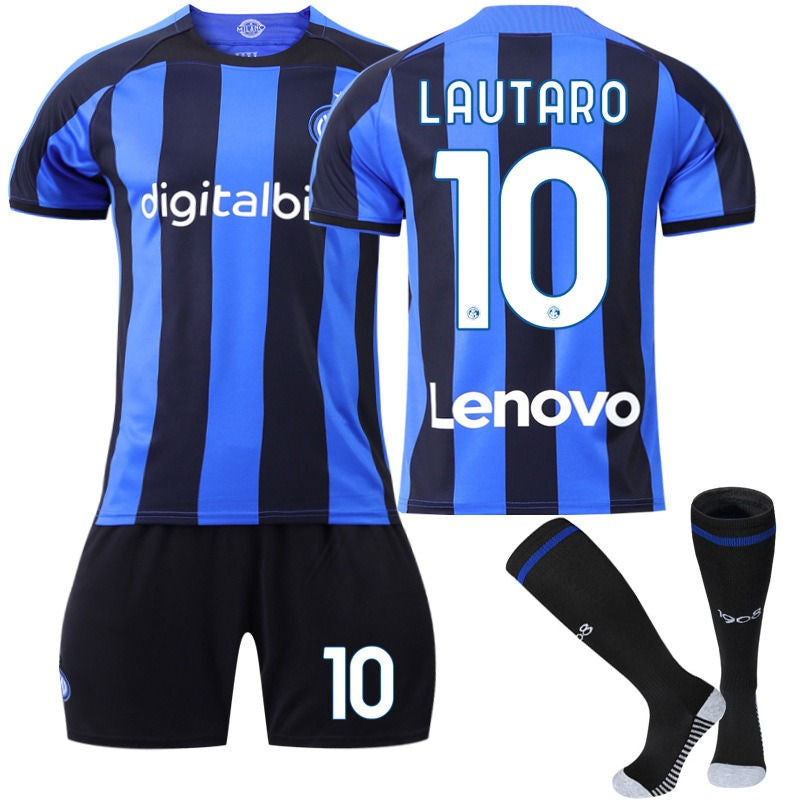 LAUTARO #10 Milano F.C Home Jersey 2022/23 Soccer Jersey Kit Football T-shirt Set For Adult Kids