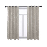 2 Panels Kids Blackout Curtains with Silver Star Print for Bedroom Living Room-Gray