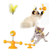 Springs Interactive Cat Toy with Feather Stick Suction Cup-Orange