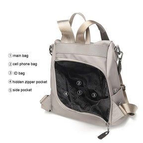 Women Backpack Waterproof Anti-theft Lightweight Shoulder Bag-Khaki