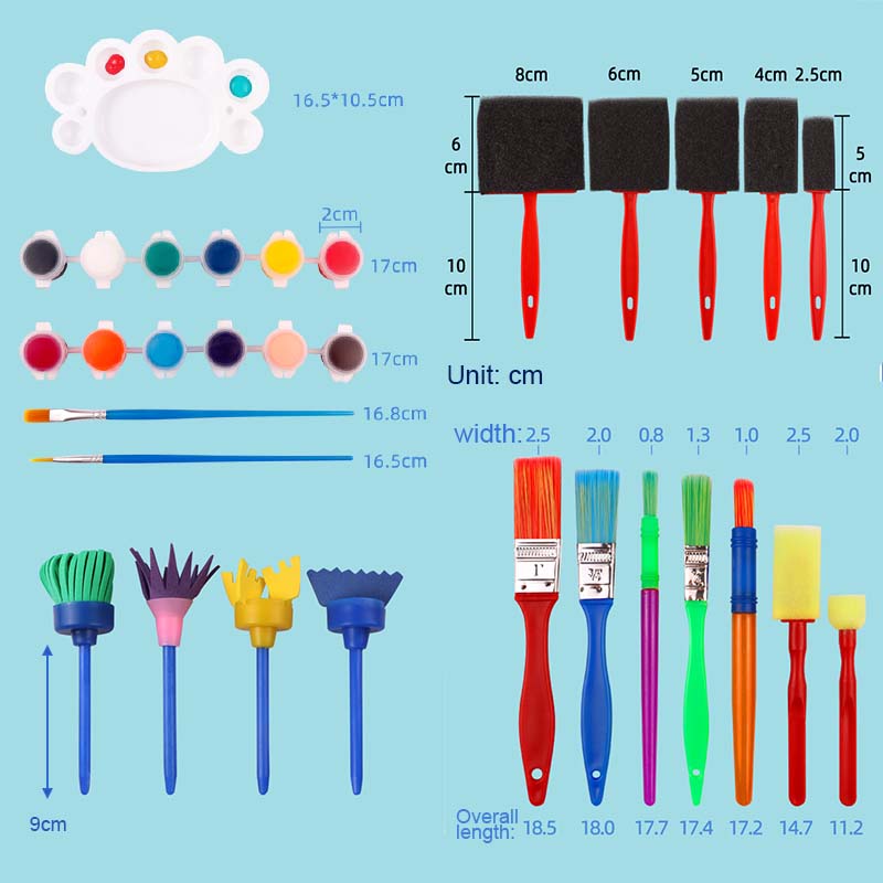 60 Pcs Painting DIY Paint Sponges Tool and Pigment Set for Kids