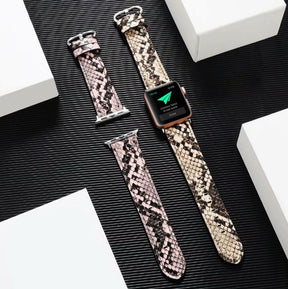 Snakeskin Pattern PU Leather Watch Band Microfiber Design For Apple Watch SE/6/5/4/3/2/1(Brown)