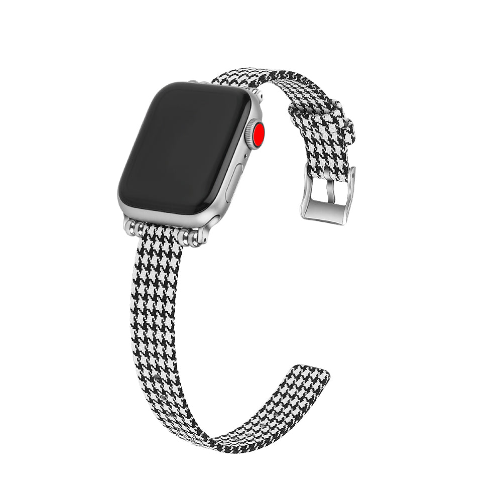 Slim Canvas Watch Band With Positioning Beads For Apple Watch SE/6/5/4/3/2/1(Black White)