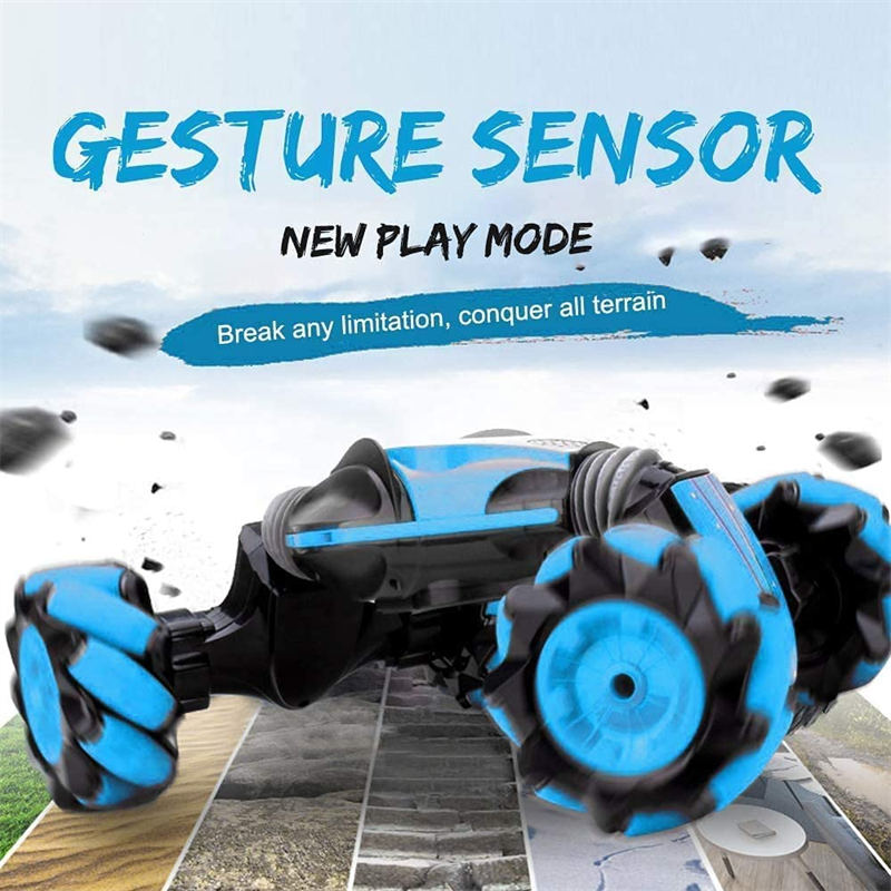 Gesture Sensing RC Stunt Car with Light Music Off-Road Car Toy for Kids-Blue