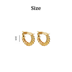 Gold Spiral Half Hoop Earrings Geometric Twist Stud-01