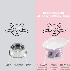 Raised Ceramic Cat Food Q Bowl Dish Tilt Angle Protect Cats Spine-Purple