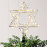 Hexagonal Star Light with 20 LED for Christmas Tree Topper Decoration-Silver