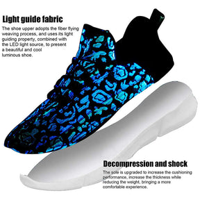 LED Fiber Optic Shoes Light up Sneakers for Women Men-Black