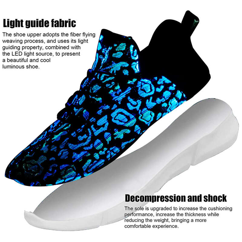 LED Fiber Optic Shoes Light up Sneakers for Women Men-Black