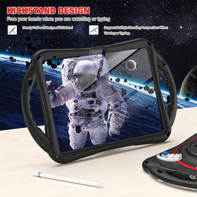 iPad Case Rugged Case with Handle Stand Shoulder Strap for iPad 10th 10.9 Inch 2022-Black