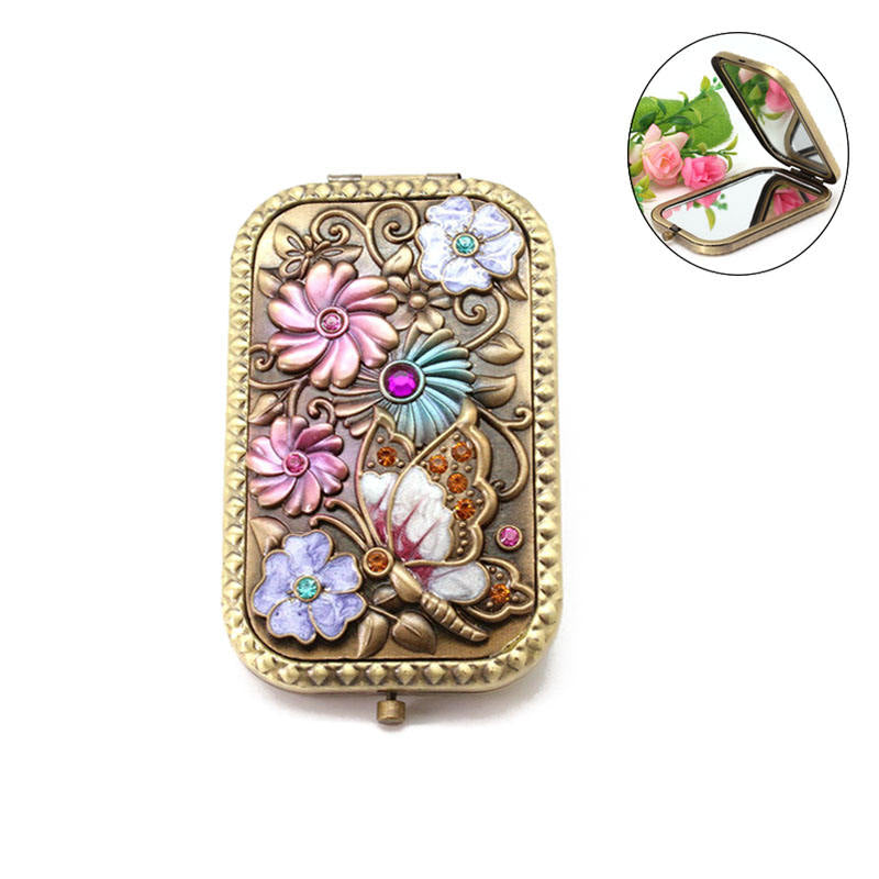 Home & LivingAntique Butterfly Flower Foldable Makeup Mirror-Cyan