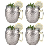 500ml Stainless Steel Moscow Mule Mugs Set of 4 Reticulate Cups-Silver