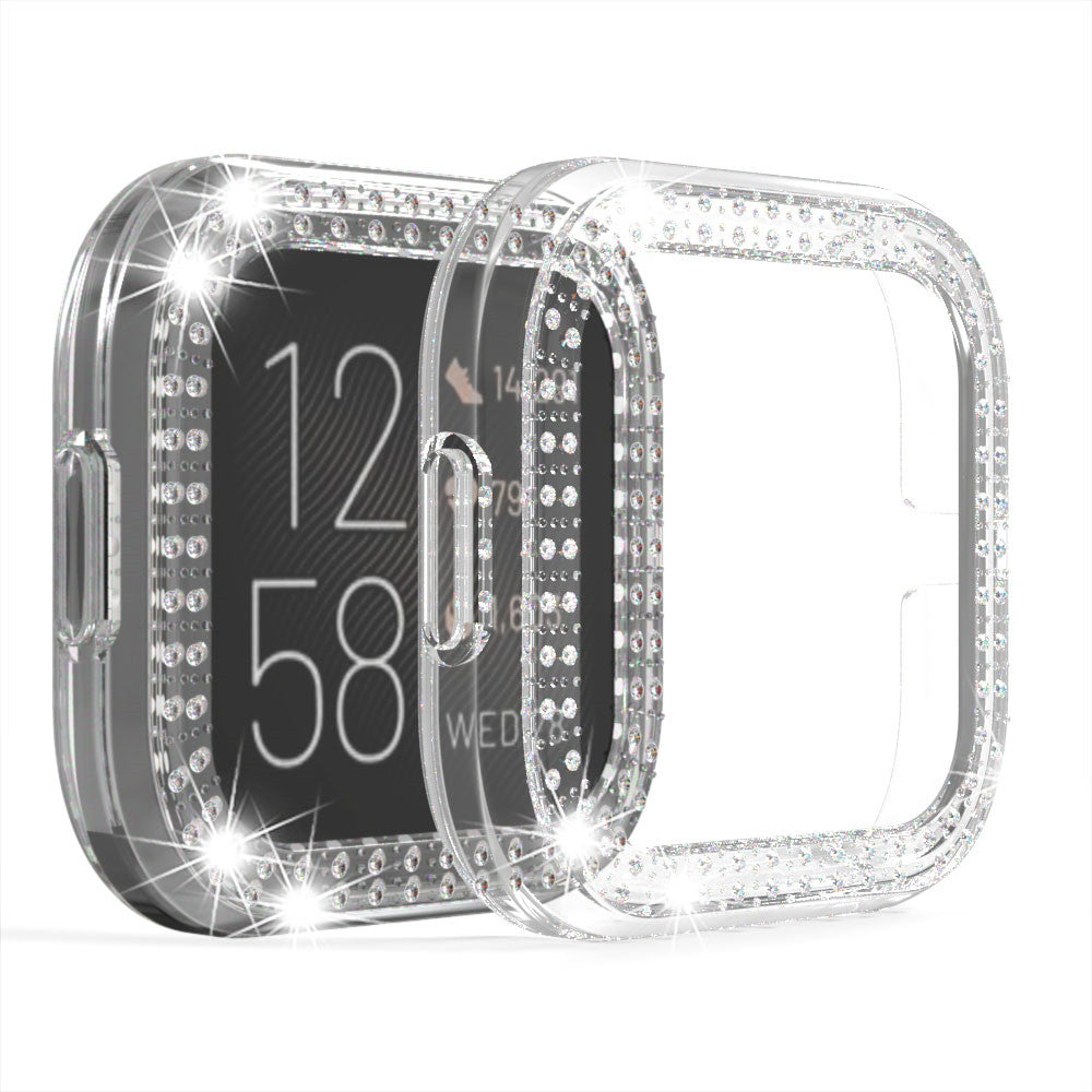 Hard PC Double Diamond Frame Protective Case For Fitbit Versa 2 - Clear