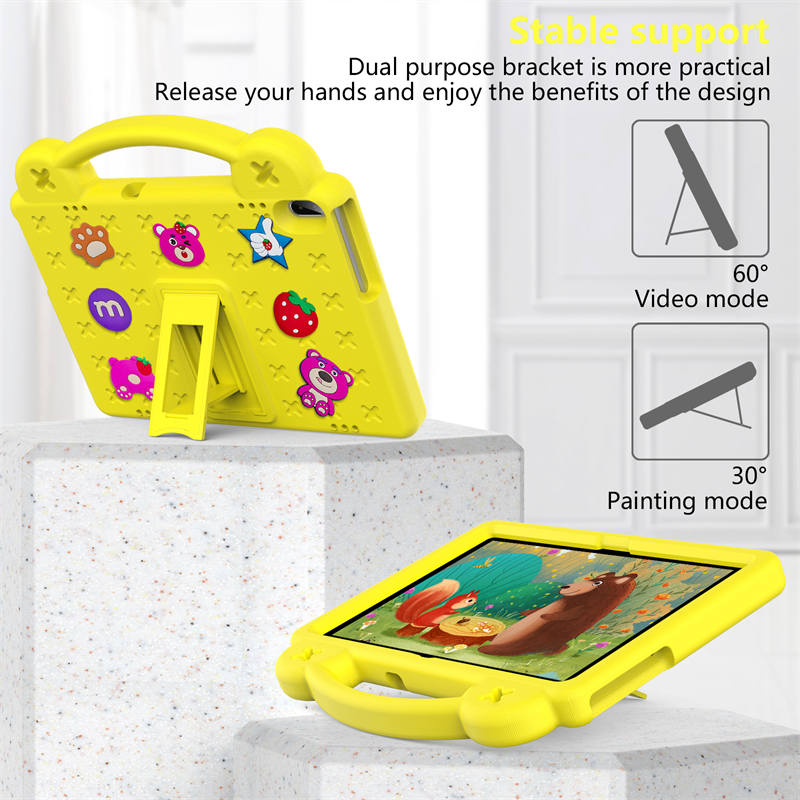 Strawberry Tablet Case with Handle Shoulder Strap for Huawei MediaPad T5 10.1 inch Tab P10-Yellow