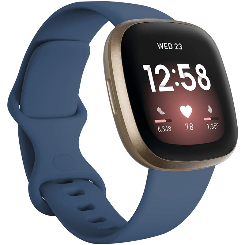 Soft Silicone Sport Replacement Strap For Fitbit Versa 3/Fitbit Sense Small Large-DarkBlue