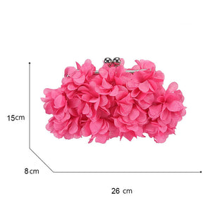 Clutch Evening Bags Floral Appliques Crossbody Bag For Women-RoseRed