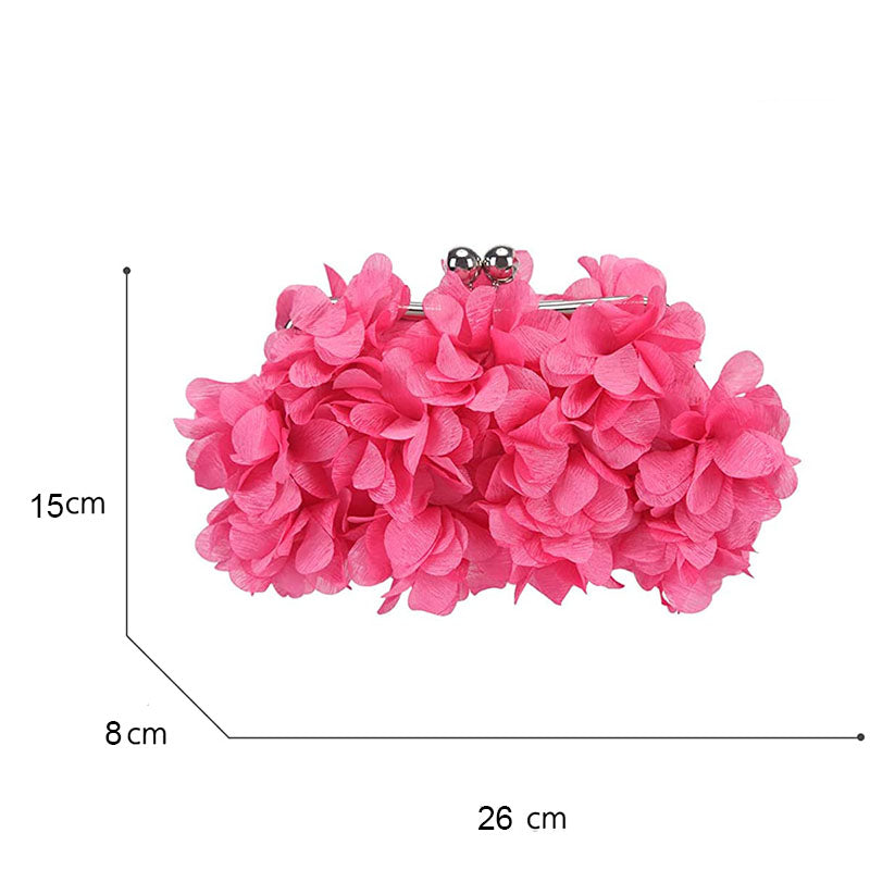 Clutch Evening Bags Floral Appliques Crossbody Bag For Women-RoseRed