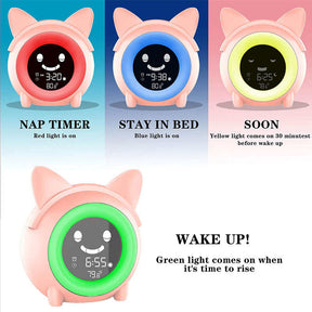 Alarm Clock with Five Color Night Light for Kids Bedroom-Pink