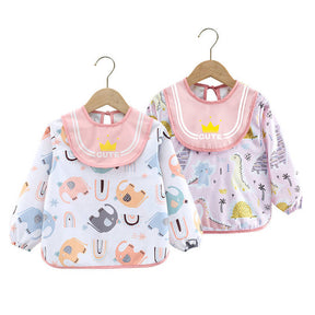 2 Pcs Long Sleeve Baby Bibs Waterproof Smock for 6-42 Months-1