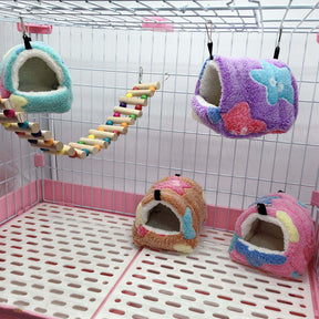 Warm Hamster Plush Bed Hanging Hammock Nest-Purple