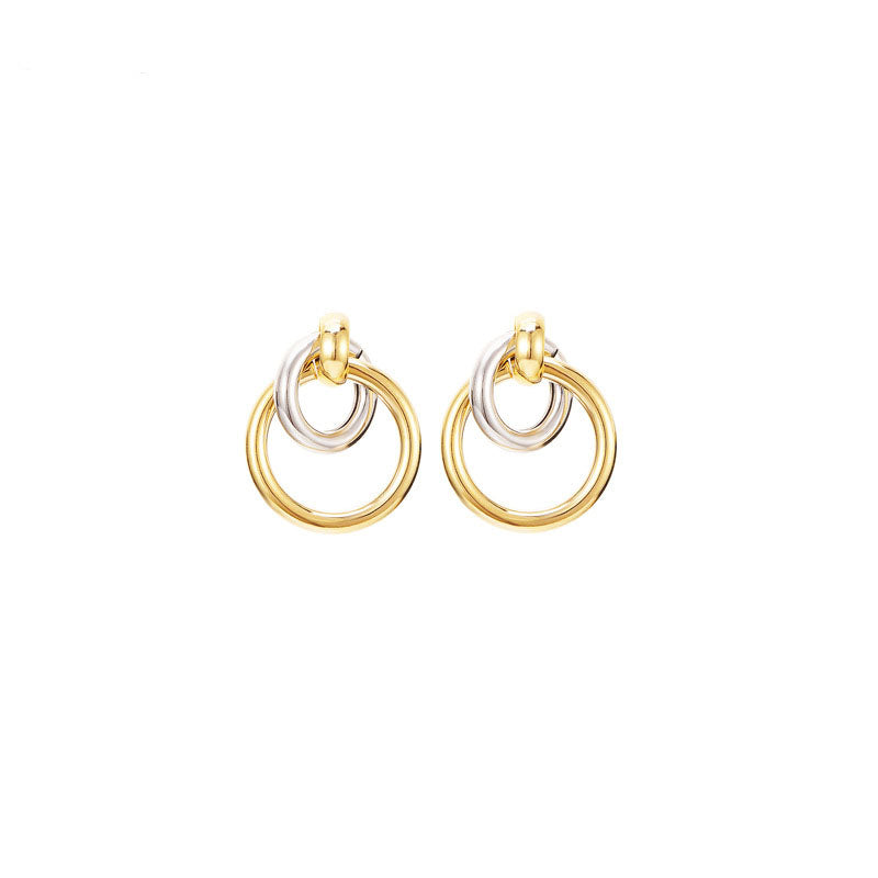 Simple Intertwining Double Circle Earrings For Women