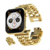 Metal Watch Band Double Chain Alloy Trendy Design for Apple Watch-Gold
