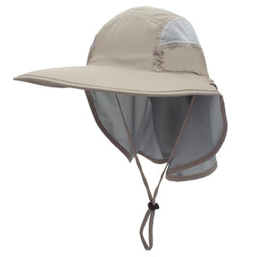 Unisex Outdoor Activities UV Protecting Sun Hats with Adjustable Neck Flap-Light gray-2