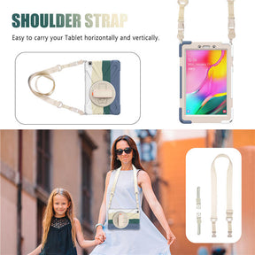 Samsung Tablet Case With Pencil Stand+Rotating Stand+Shoulder Strap For Tab A 8 T290/T295-Green