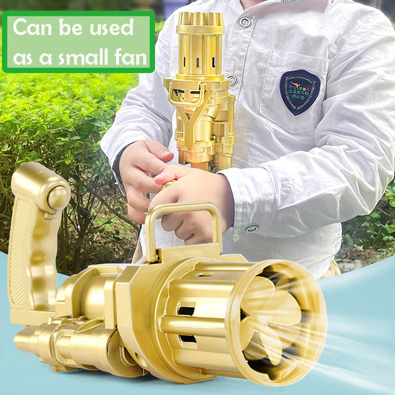 Electric Gatling Bubble Machine Kids Outdoor Toys-Gold