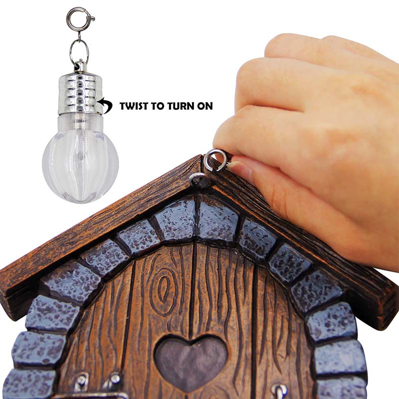 Gnome Home Miniature Window and Door with Litter lamp for Trees Decoration Glow in Dark Fairies Sleeping Door and Windows