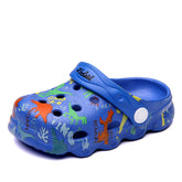 Kids Cute Cartoon Hole Shoes Little Dinosaur Beach Pool Slippers Boys and Girls-Blue