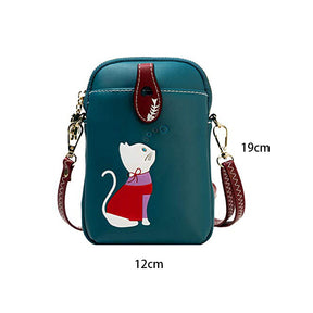 Women PU Crossbody Bag Cute Mobile Wallet-Blue