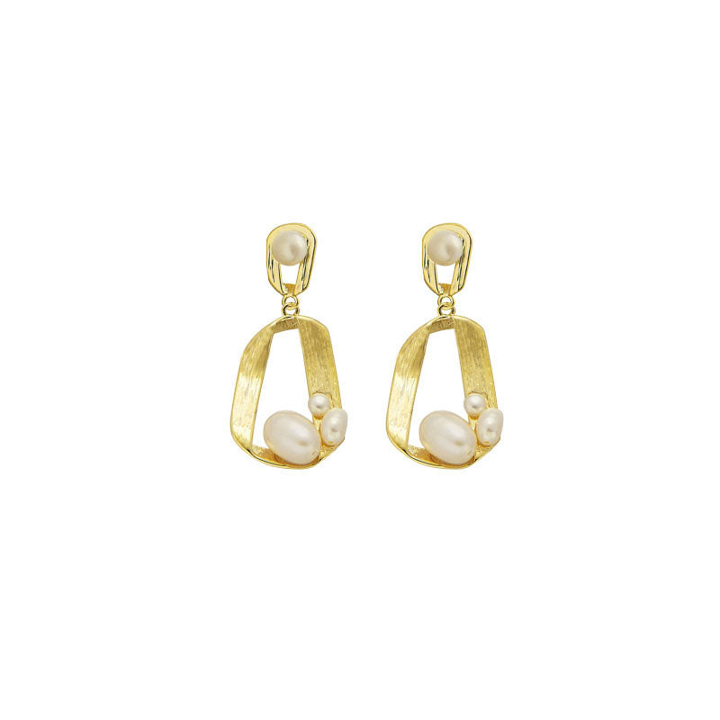 Irregular Inlaid Pearl Personality Earrings for Women