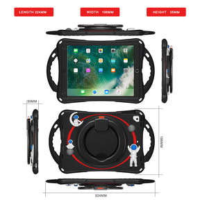 iPad Case Shockproof Case With Handle Stand Shoulder Strap for iPad 9.7 2018/2017/Pro9.7/Air2/Air-Black