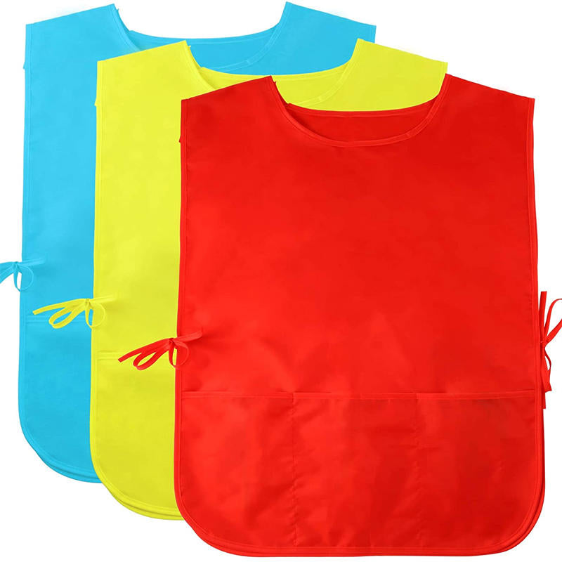 3PCS Art Smock for Kids Water Resistant Childrens Painting Smocks with 3 Roomy Pocket