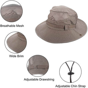 Sun Hat Wide Brim Fisherman Hat Safari Boonie Hat-Khaki