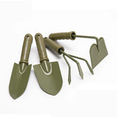 4 Piece Garden Tool Set Carbon Steel Garden Tool Lightweight Soft Ergonomic Handle Grip Non-Slip  -Olive Green