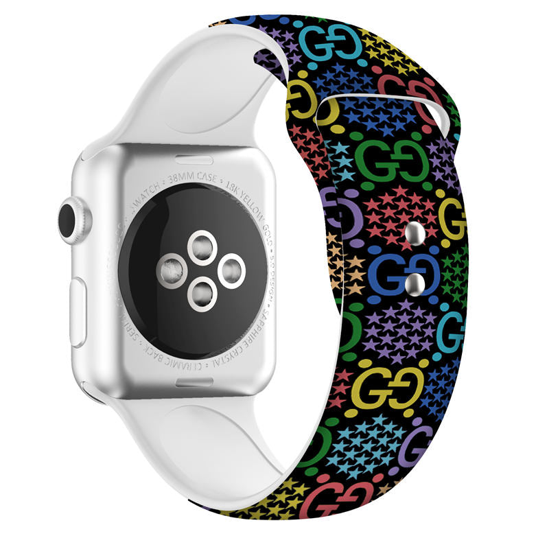 Fashion Painted Printing Silicone Watchband for Apple Watch SE & Series 6/5/4/3/2/1-B12