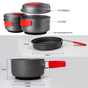 Camping Cookware Pots and Pans Set with Heat Exchanger Outdoor Cooking Equipment